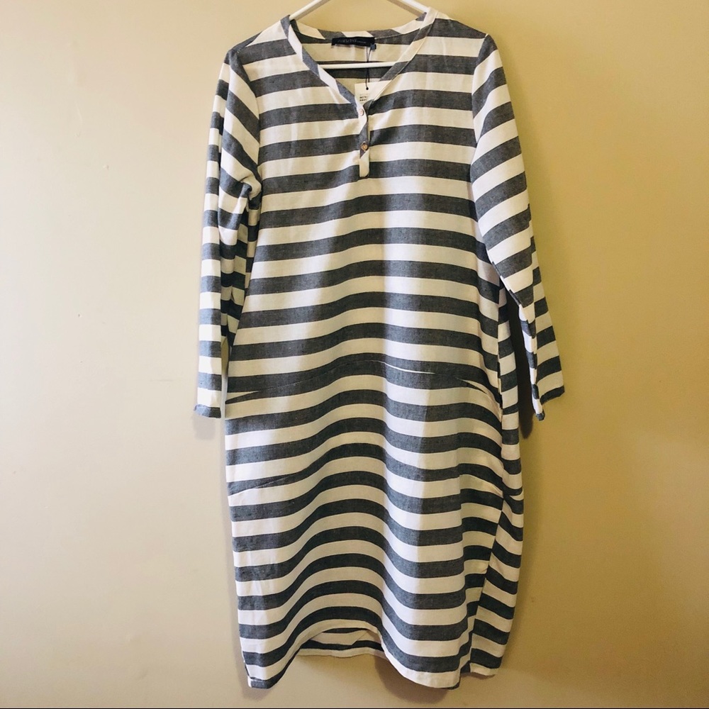 Zanzea Collection Striped Oversized Dress, Small